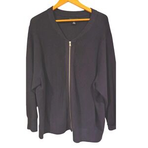 Lands End Black Knit Zip Front‎ Cardigan Sweater 3X Plus Size casual date night
